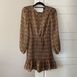 VICI gracely brown floral smocked mini dress, size S